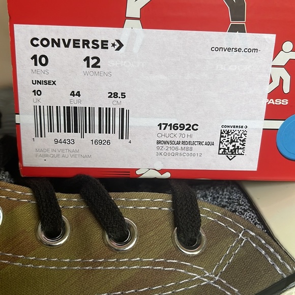 Converse Chuck Taylor All Star 70 Hi Brown/Solar Red/Electric Aqua mens NBA JAM - Picture 16 of 16